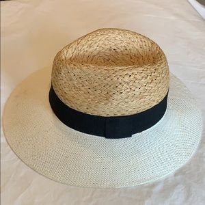 Zara Woven Wide Brim Hat in Black, White, Natural